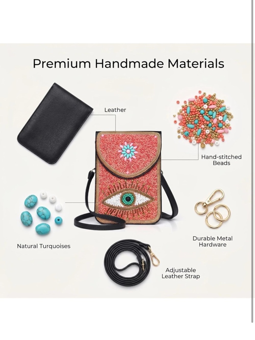 Embellished Beaded Evil Eye Crossbody Bag NWT - Picture 7 of 7